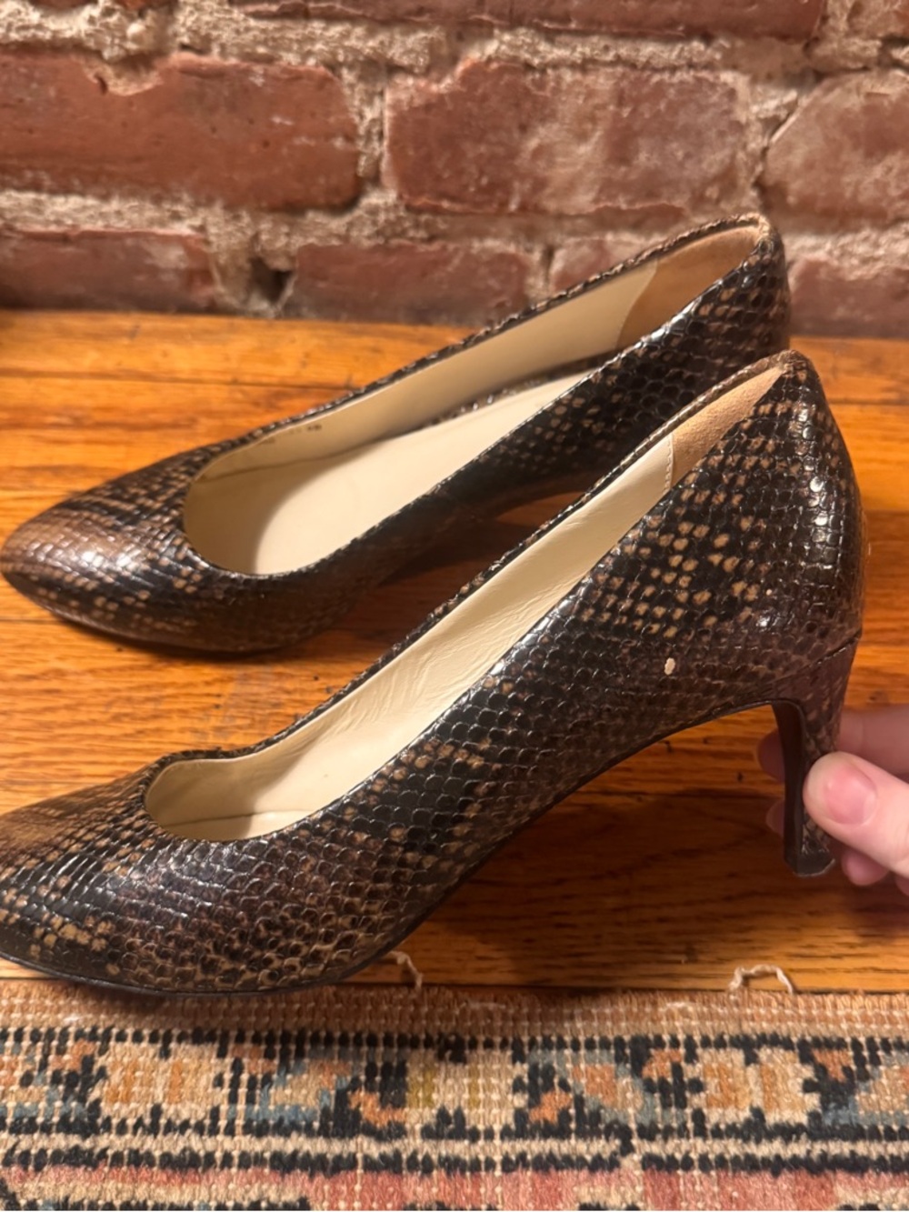 Cole Haan Brown Snake-Print Leather Pumps - Women's Heels